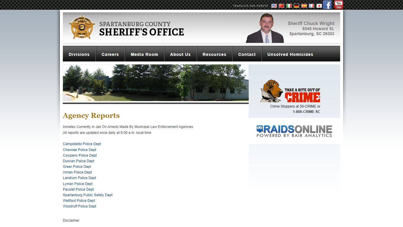 Agency Reports : Spartanburg Sheriff
